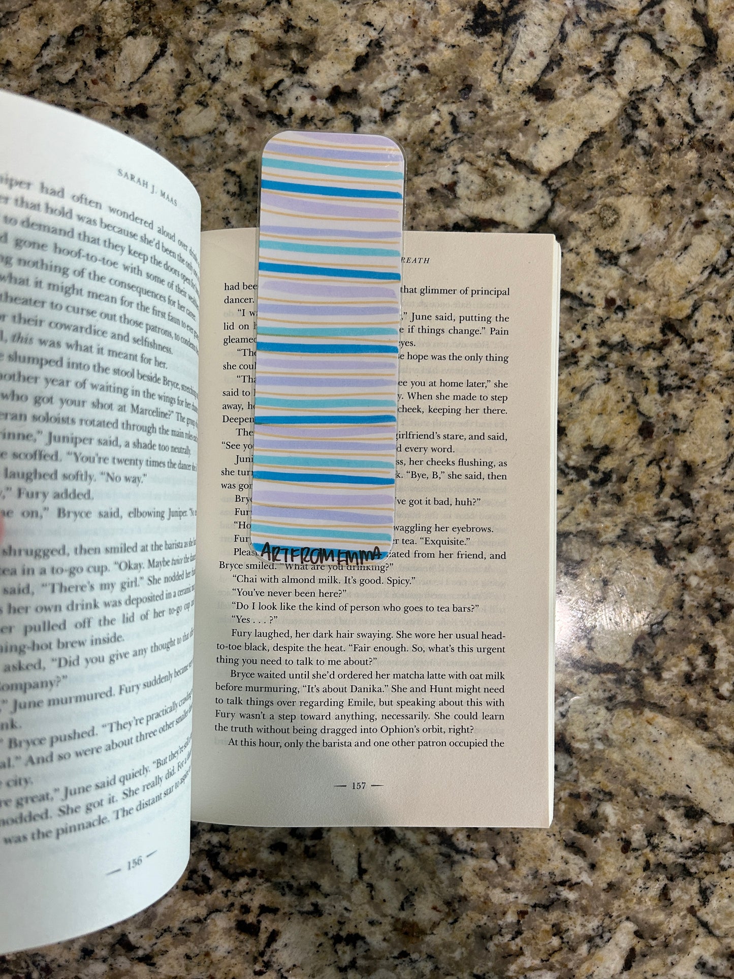 blue and yellow stripes bookmark