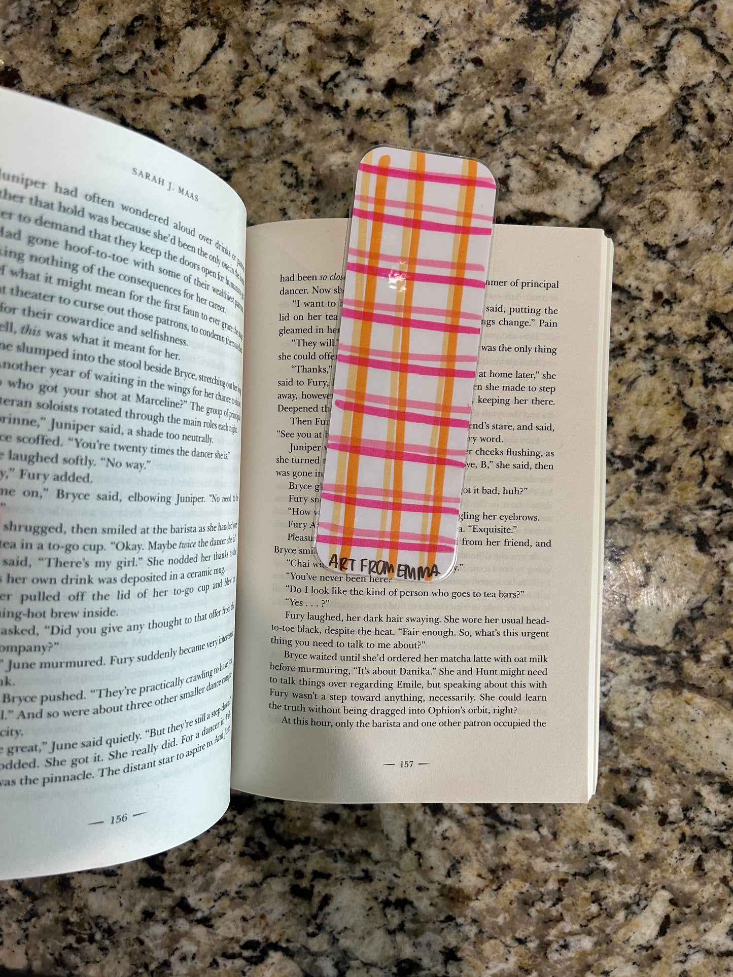 orange & pink plad bookmark