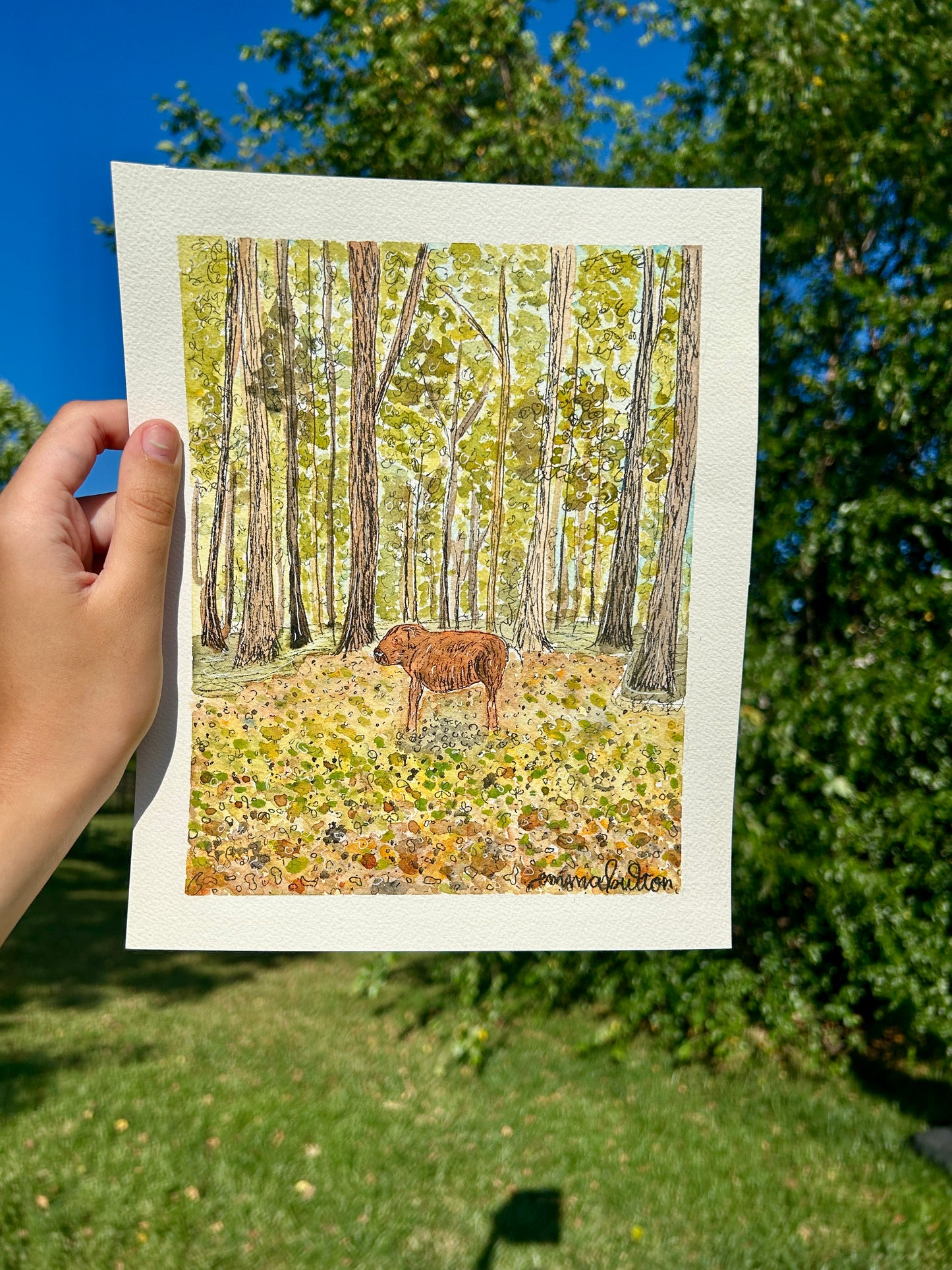 original: medium "wondering baby buffalo (or capybara)"