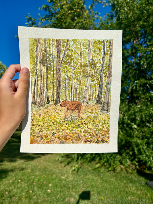 original: medium "wondering baby buffalo (or capybara)"