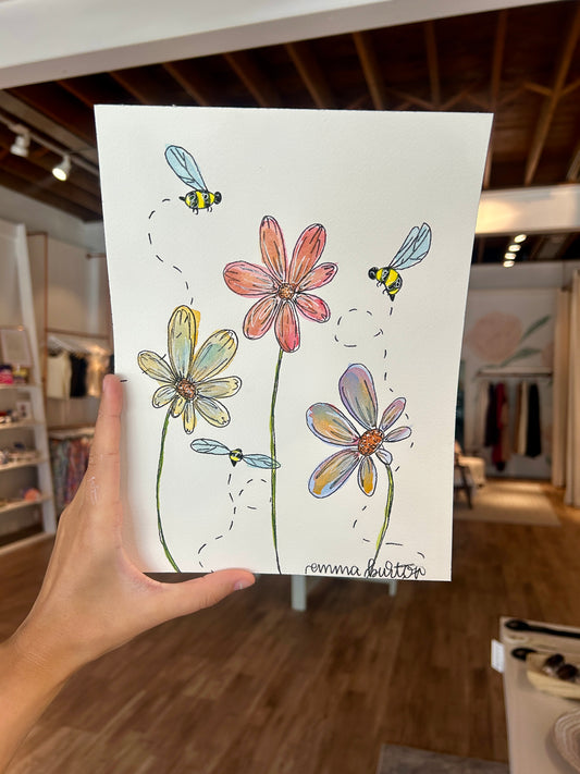 original: medium "bees and flowers" #6