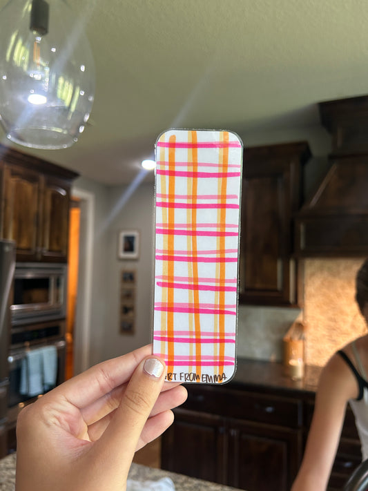 orange & pink plad bookmark