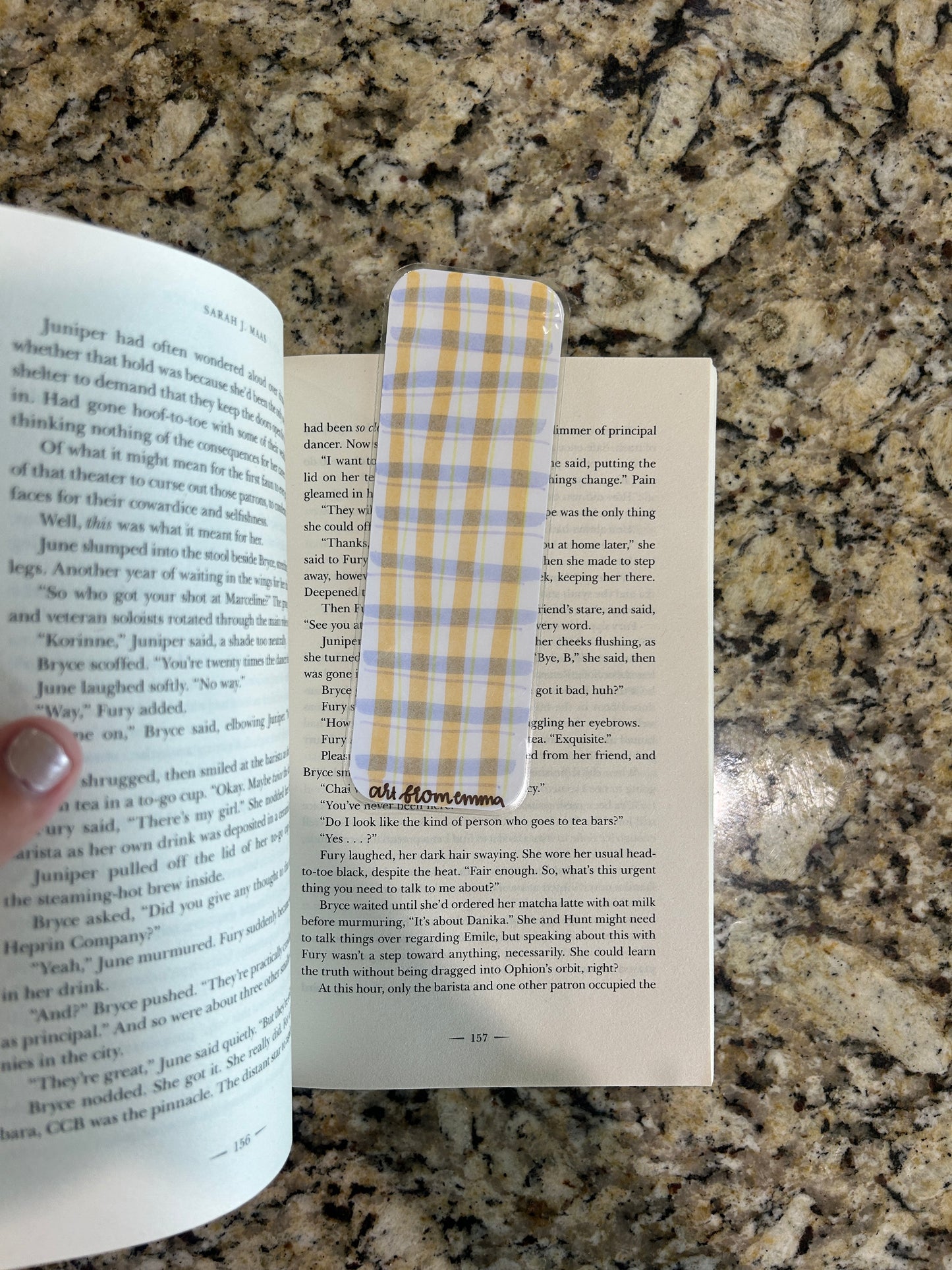 blue & orange plad bookmark